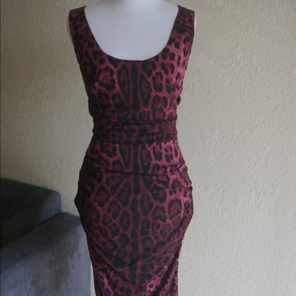 Dolce & Gabbana Wine Leopard Dress